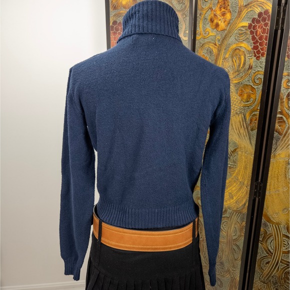 Argyle Navyβ Turtleneck Sweater Blue Diamond Knit Hollister Y2K Preppy XS - Picture 3 of 6